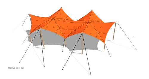 render of a Qtents festival tent 12x20