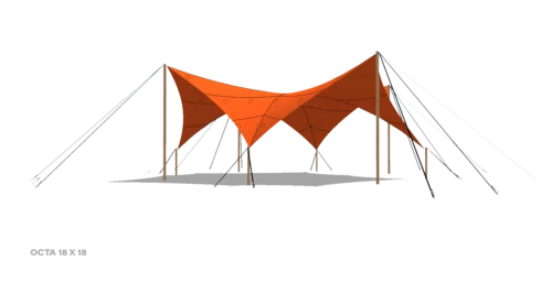 render of a Qtents festival tent 18x18