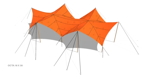 render of a Qtents festival tent 18x30