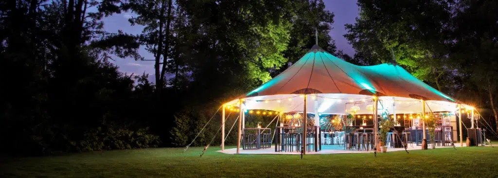 sailcloth tent wedding event outdoor at night