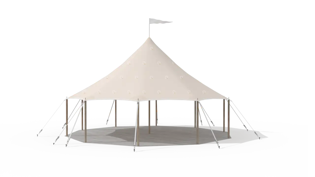 render of a qtents sailcloth tent 10x10