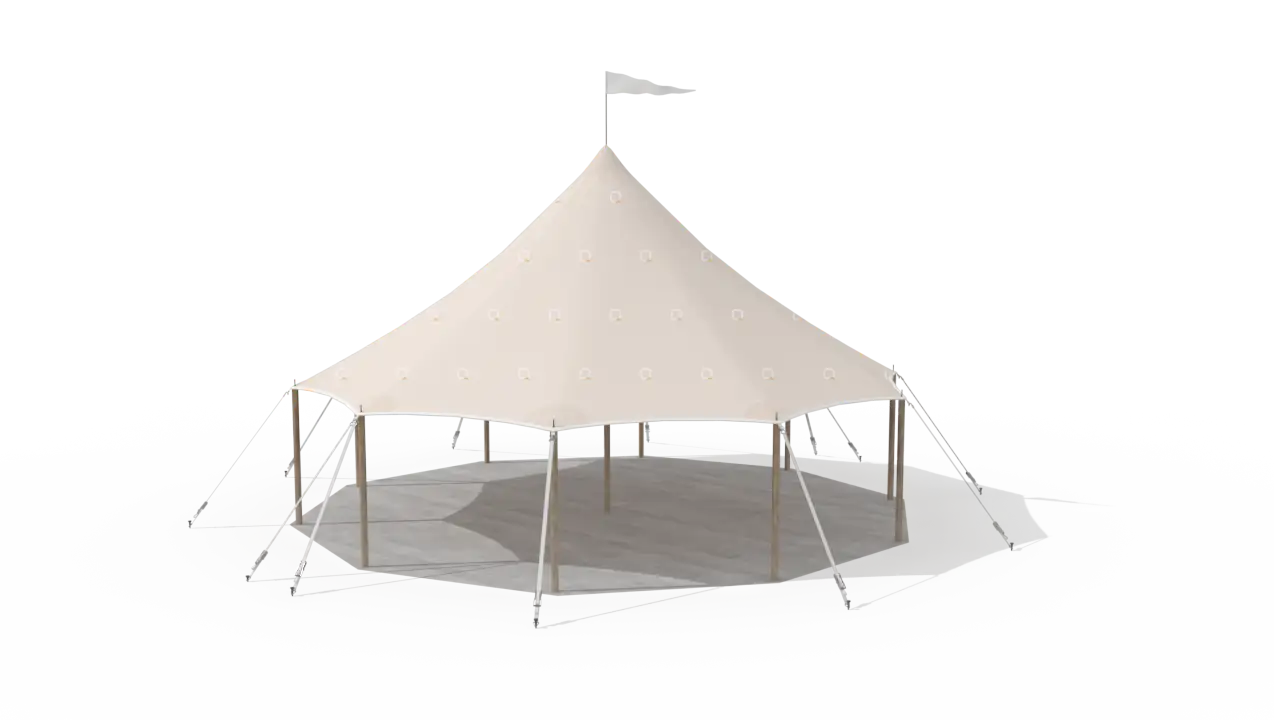 render of a qtents sailcloth tent 10x10