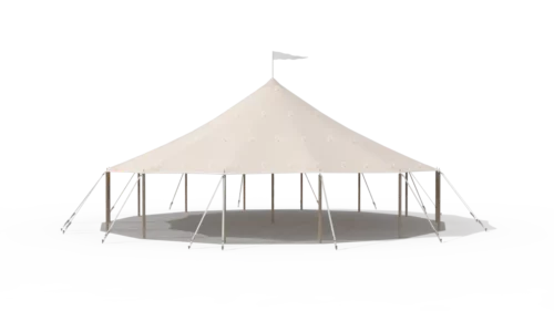 render of a qtents sailcloth tent 14x14