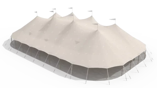 render of a qtents sailcloth tent 20x32
