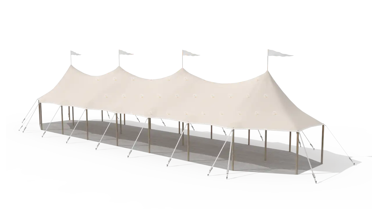render of a qtents sailcloth tent 6x24