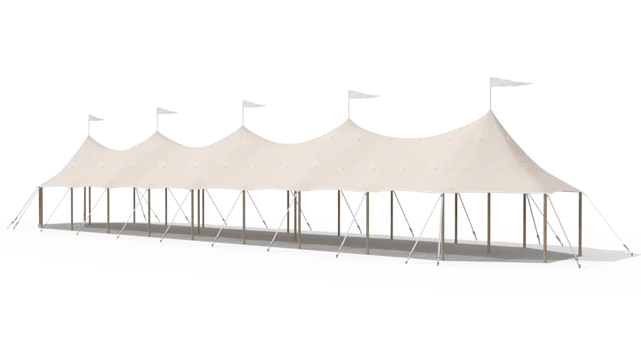 render of a qtents sailcloth tent 6x30