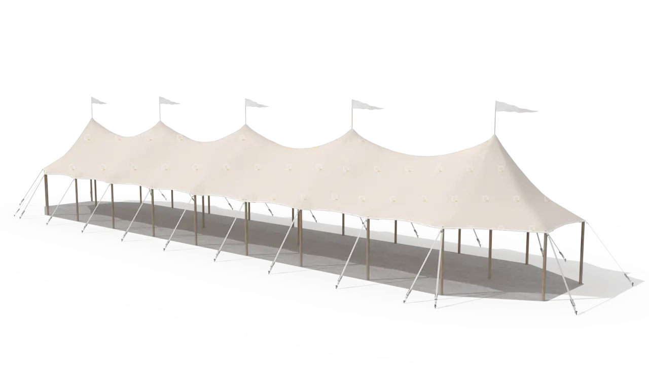 render of a qtents sailcloth tent 6x30