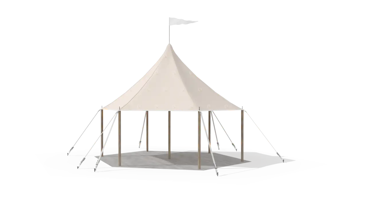 render of a qtents sailcloth tent 6x6