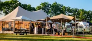 sailcloth tent stretch tent Qtents event with a foodtruck