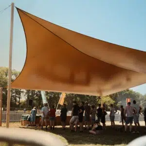 Qtents orange festival tent outdoor area