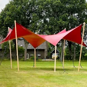 Qtents red festival tent outdoor area