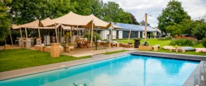 Qtents stretch tent outdoor event at swimming pool